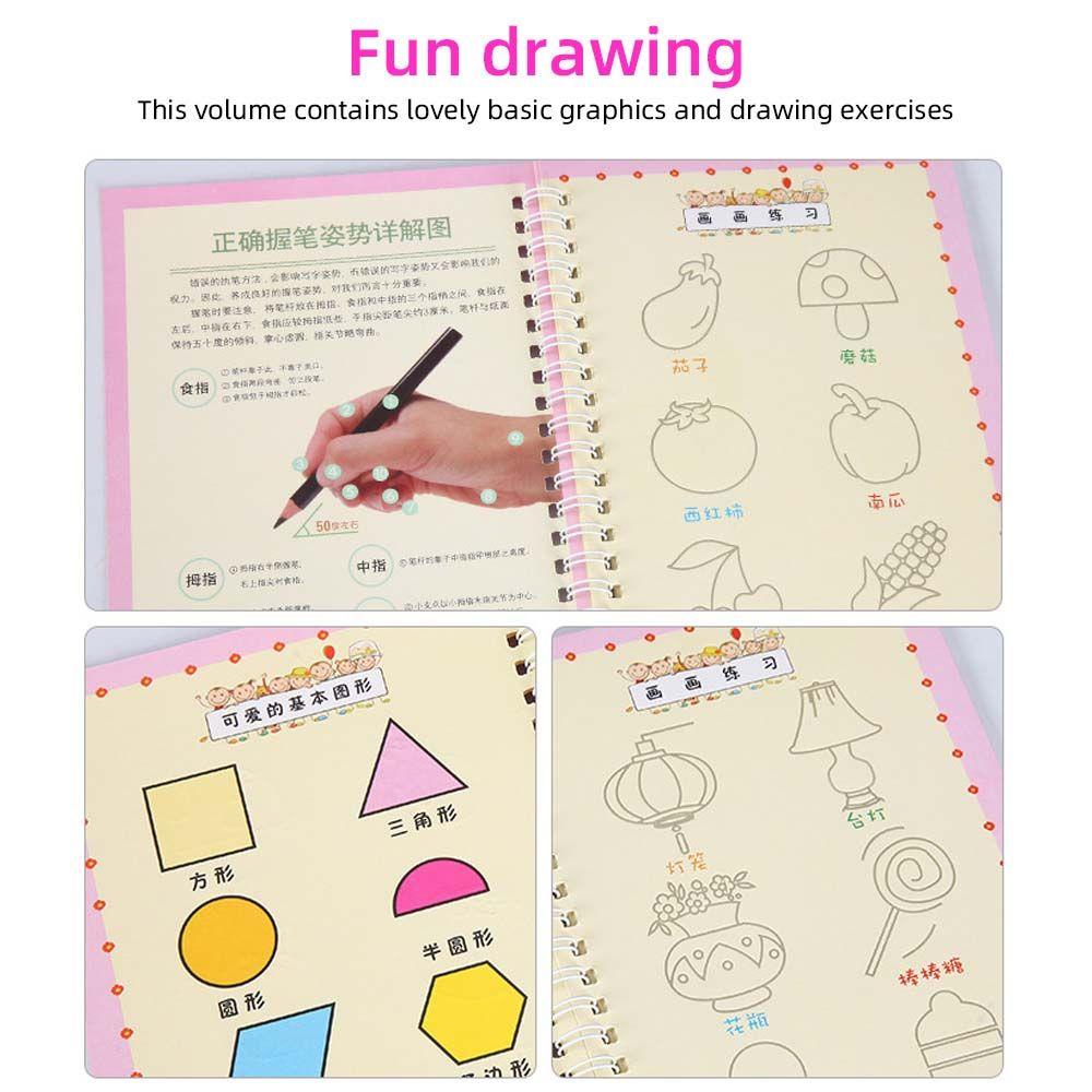 Mxbeauty Buku Copybook Bahasa Inggris Anak Dengan Isi Ulang Pulpen 3-8 Tahun Angka 3D Alur Latihan Lukis Tangan Tulisan Inggris