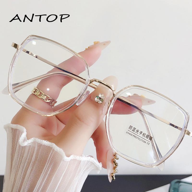 Oversized Frame Kacamata Anti Radiasi Kacamata Korea Bentuk Bulat Bahan Metal Untuk Pria Dan Wanita ANTOP