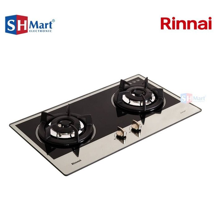 RINNAI KOMPOR GAS TANAM 2 TUNGKU MIRROR BLACK RB-2GHC.MB (MEDAN)