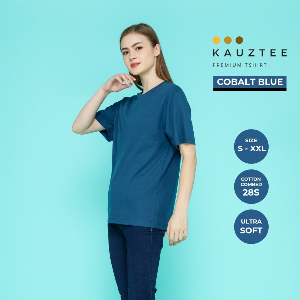 Kaos Tshirt Polos KAUZTEE Premium Tshirt Unisex 100% Cotton Combed 28s - Cobalt Blue