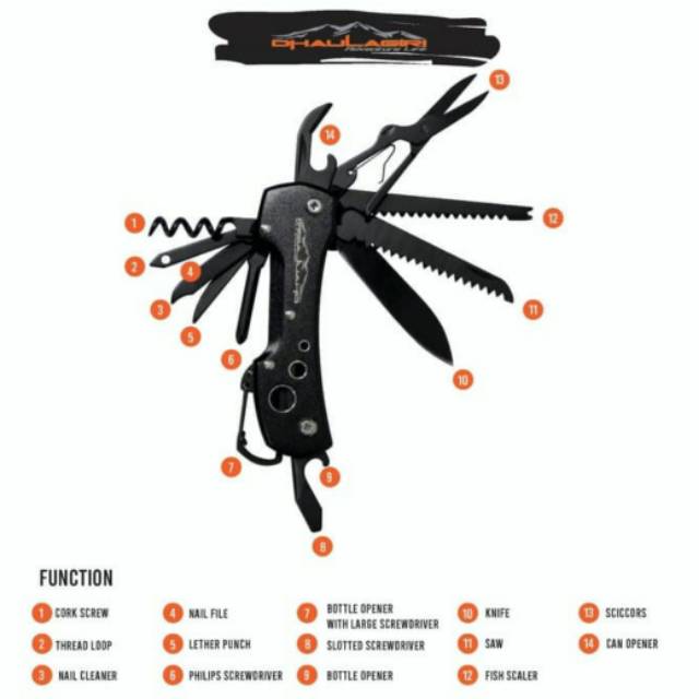 Carabiner Multifungsi 14 in 1 Dhaulagiri 502