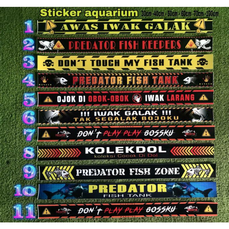 STIKER AQUARIUM PREDATOR IWAK GALAK / IKAN GALAK WATERPROOF