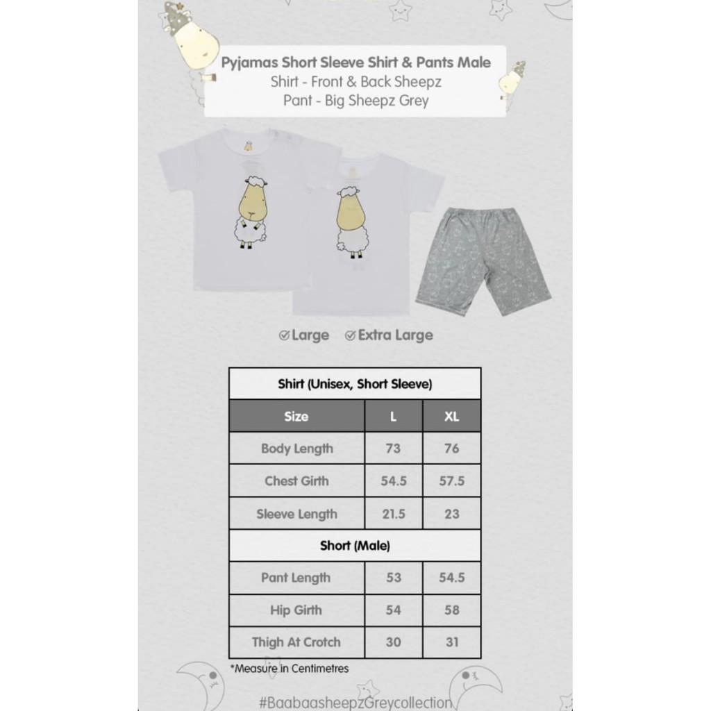 Baa Baa Sheepz Unisex Short Sleeve Shirt Front Back Sheepz WHITE Short Pants GREY