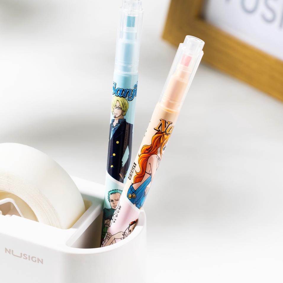 

⸨CuH♟⸩ ⭐️ Deli One Piece School Highlighter / Penanda Warna Double Dual Tip 6 Warna One Piece Warna Cerah CU352 |Readi lagi