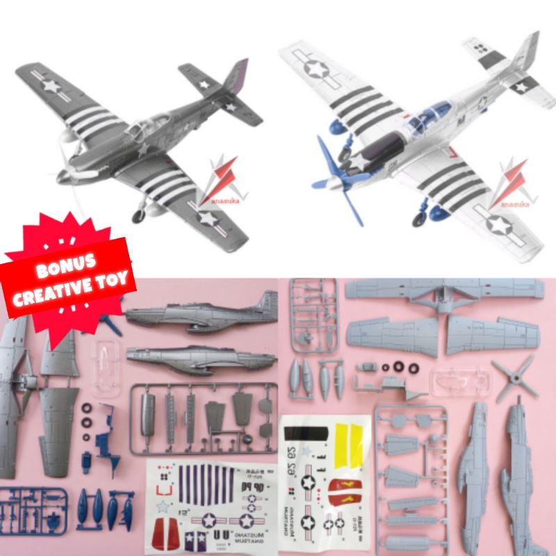 Pesawat P-51 Mustang D-Day Normandy model kit Perang Dunia II USA AURI
