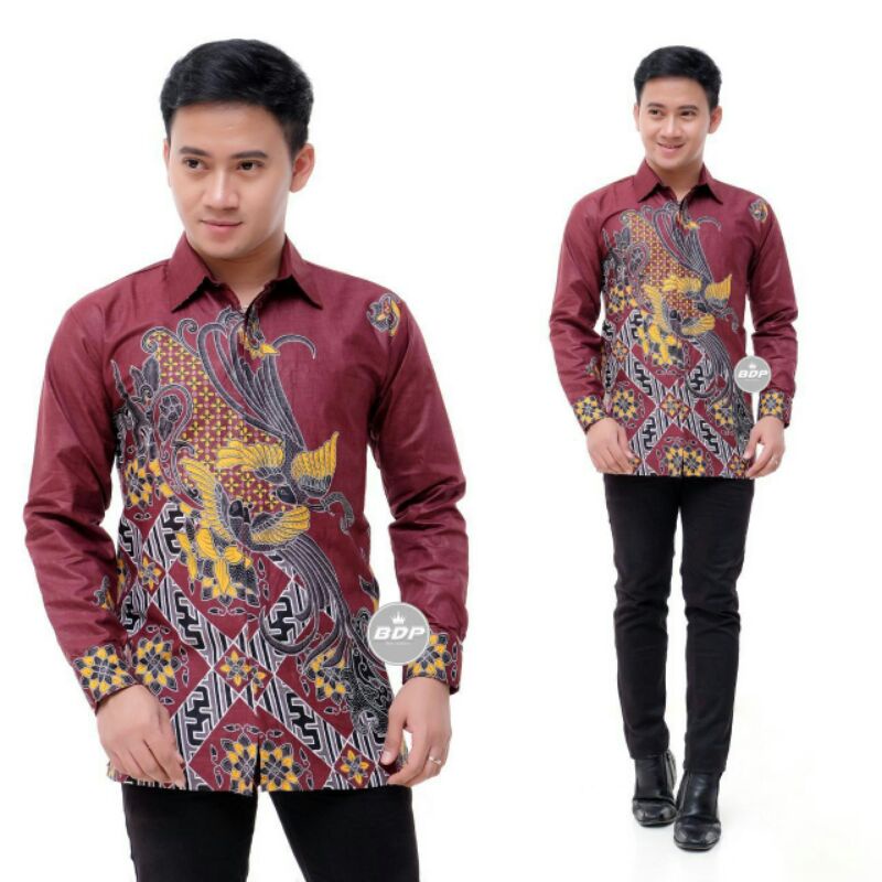 COUPLE BATIK TUNIK KEMEJA EMHABATIK BATIK TERLARIS top-Kemeja kenari abang