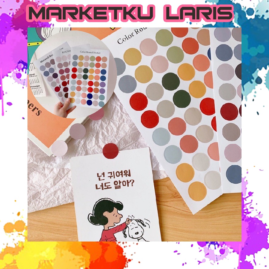 

MKL - R438 48Pcs / Set Stiker Kertas Dekor MACARON DOTS Paper Sticker DIY Planner Scrapbook