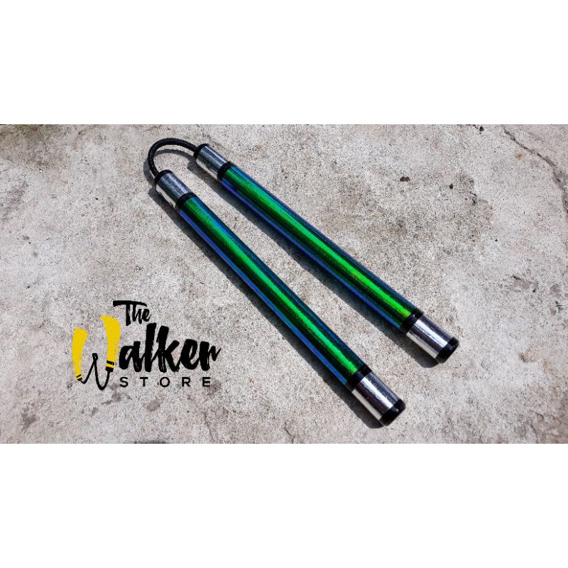 Nunchaku Doublestick Wood Chameleon Silver