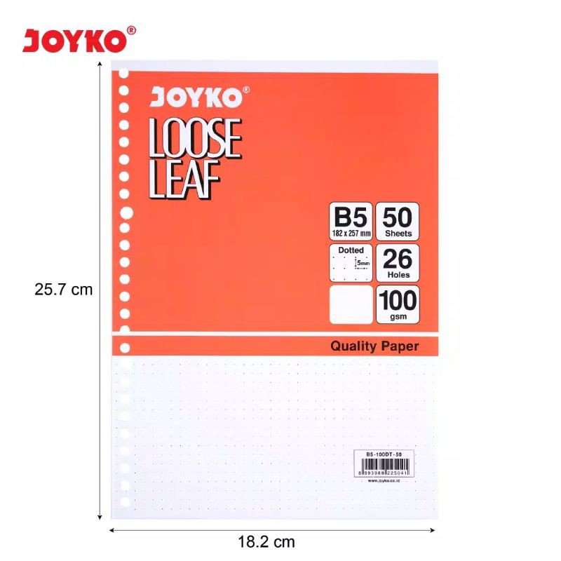 

Loose Leaf Isi Kertas File Binder Joyko B5-100DT 50 Lembar Dotted