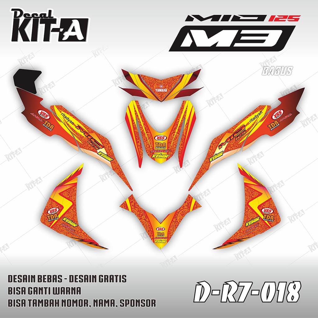 Decal Stiker Motor Mio M3 Mio Z Merah Racing Roadrace Sticker