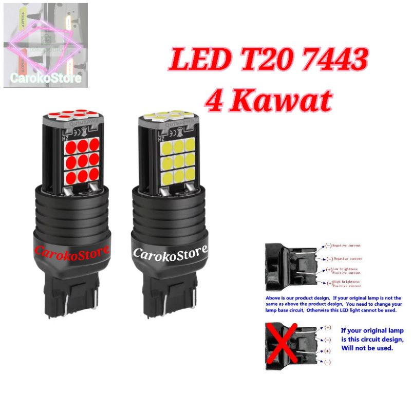 Lampu LED T20 7443 24smd superbright rem senja