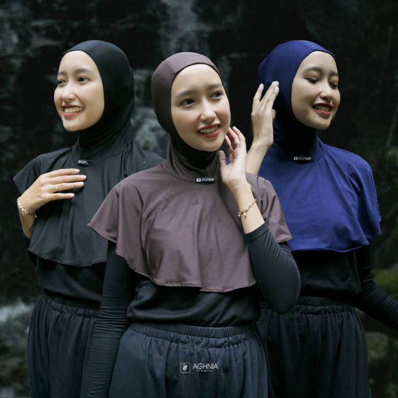 Aghnia Hijab Arundel Jilbab Instant Olahraga Renang Kerudung Sepeda Sporty Bergo Jogging Bahan Lycra