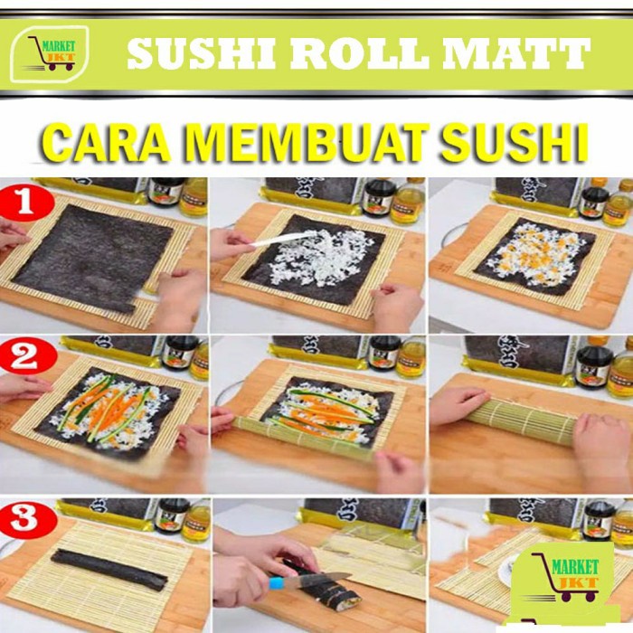 Gulungan Sushi Roll Maker Bamboo Sushi Rolling Mat Tikar Penggulung