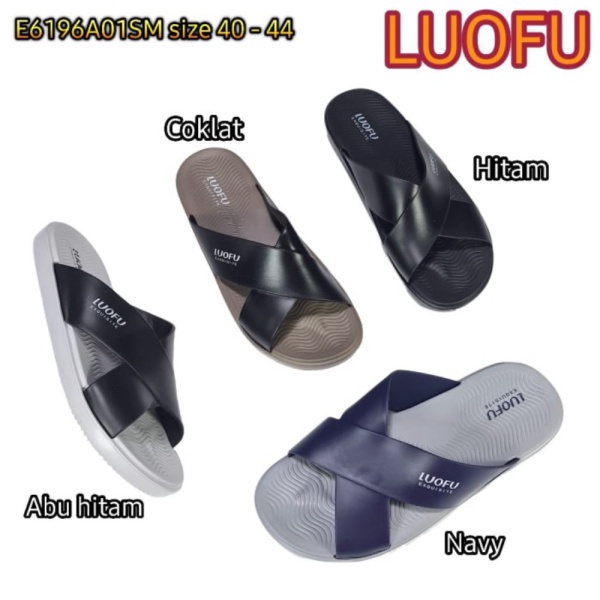 Murah cowok import silang pria luofu sandal selop karet E6196A01SM jelly Unik