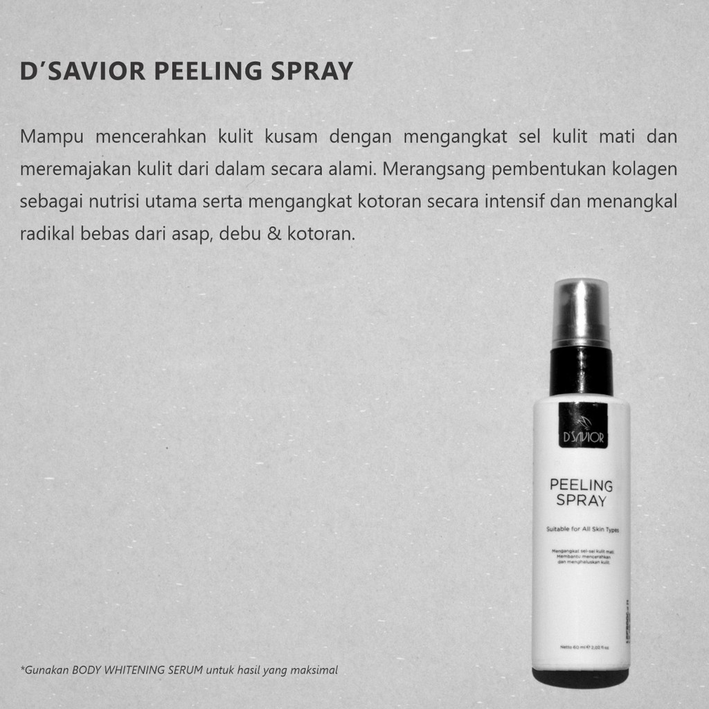 DSAVIOR PEELING SPRAY PEMUTIH PENGHILANG DAKI 100% ORIGINAL AGEN RESMI