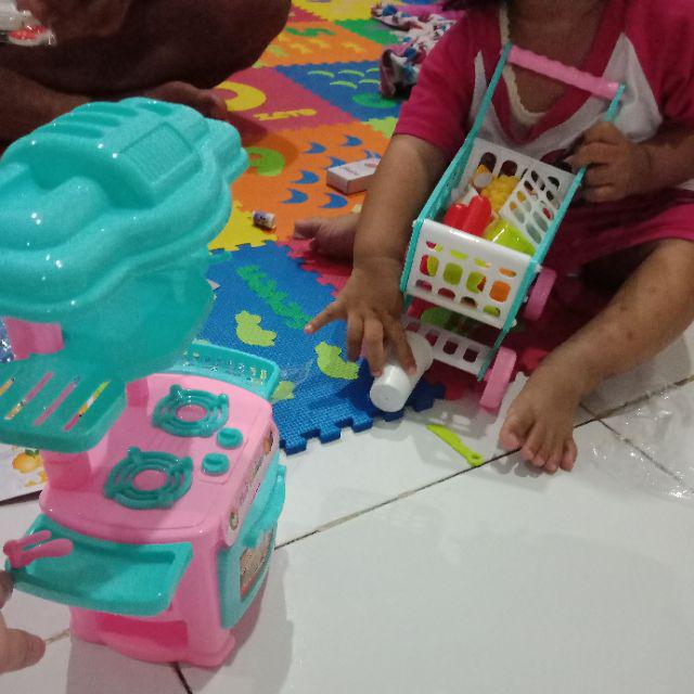 Mainan Dapur Plus Peralatan Masak Dan Keranjang Belanja - Kado Anak Ultah Murah