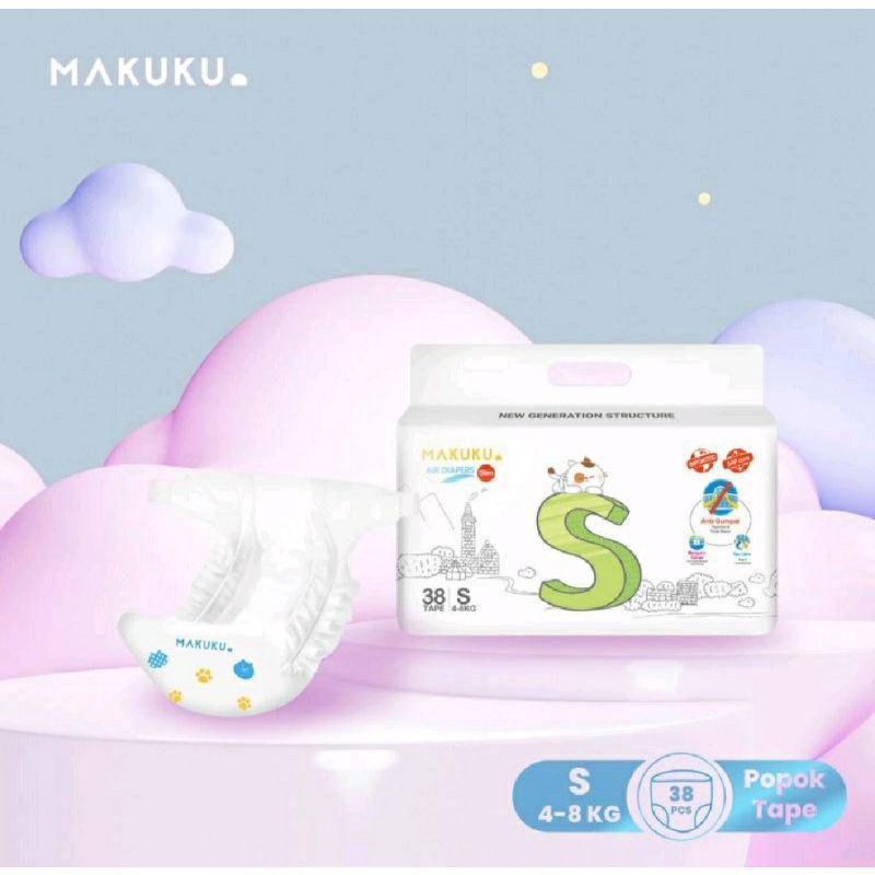 Makuku Air Diapers Slim Tape S 48 / Makuku Popok / Makuku Air Diapers Slim Perekat / Popok Makuku Pr