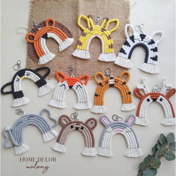 Macrame Animal - Macrame Wall Hanging Dekorasi dinding Ambalan Rainbow Makrame Hiasan Dinding gantun