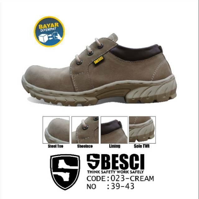 Sepatu Safety Ujung Besi SBESCI Type 023 Cream Low Type