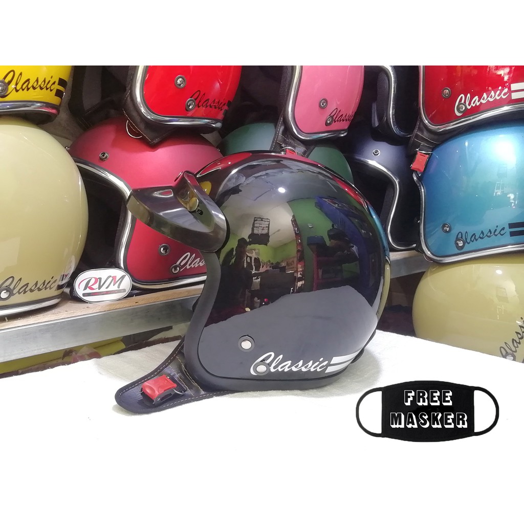 HELM BOGO CLASSIC DEWASA HITAM TANPA KACA