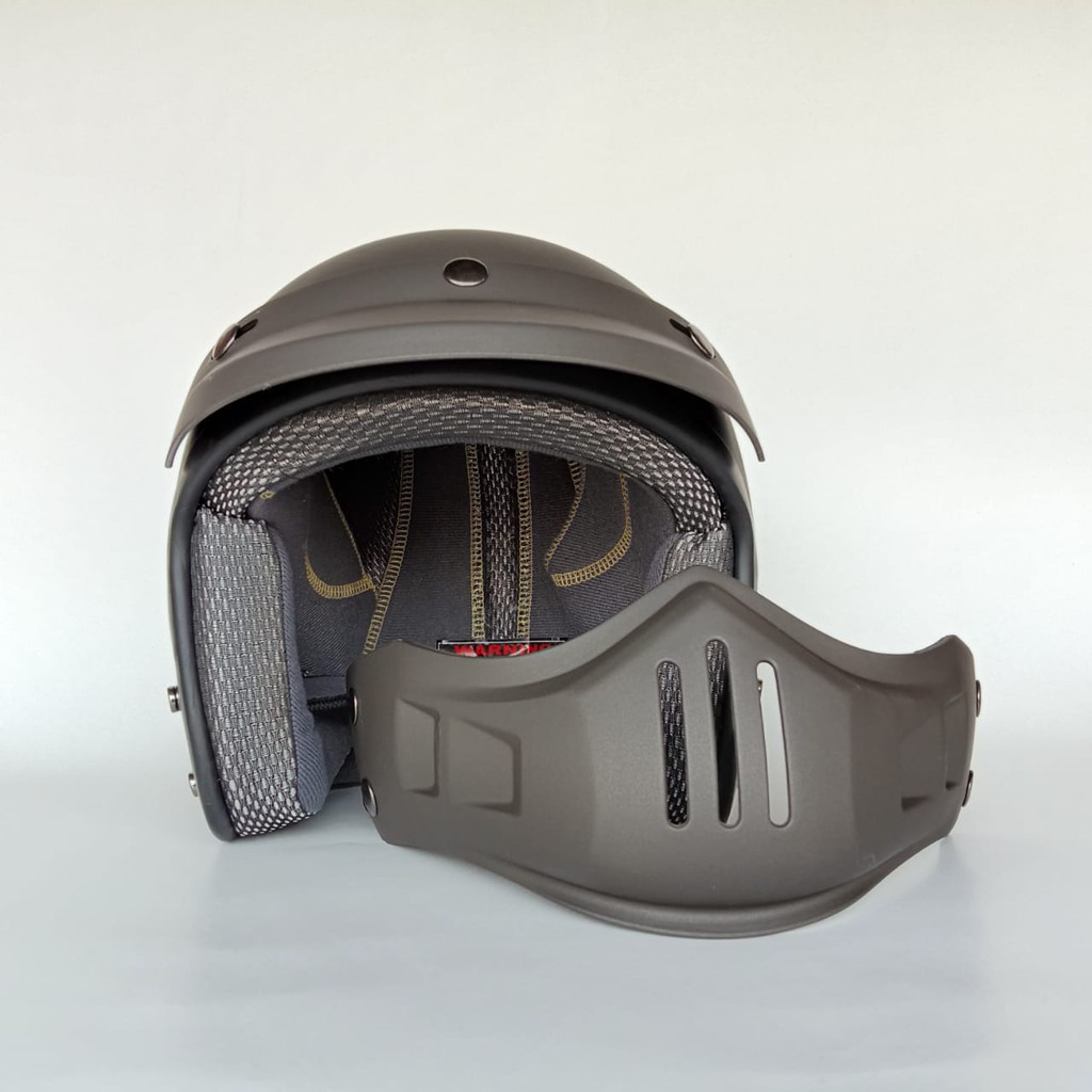 Helm Retro Cakil Modular Abu abu Doff (Vespa / Klasik / Vintage)