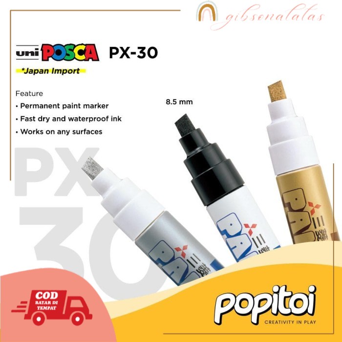 

⭐ BISA COD ⭐ UNI Mitsubishi Paint Marker PX30 PX-30 Spidol Cat Permanen Oil Based - Yellow