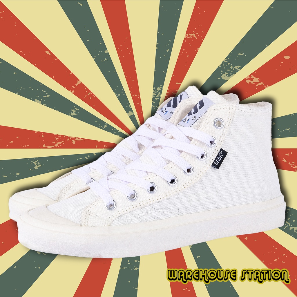 SABA Basic High All White - Sepatu Sneakers Casual Pria Wanita