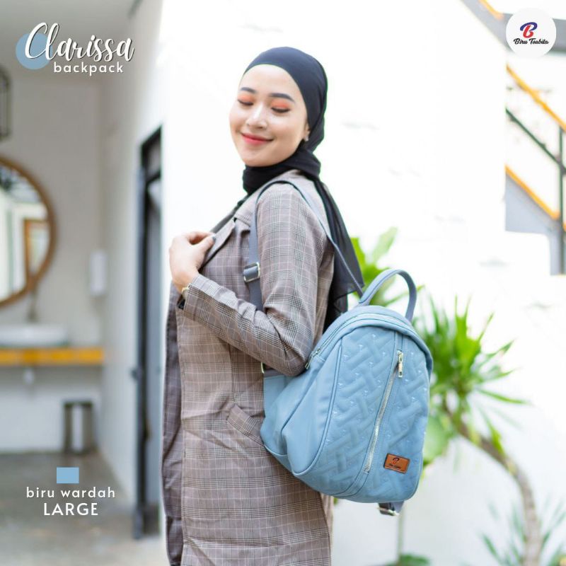 CLARISSA BAG BY BIRU TSABITA BAHAN CHOCOLY KOMBINASI BORDIR ANTI AIR RANSEL JUMBO