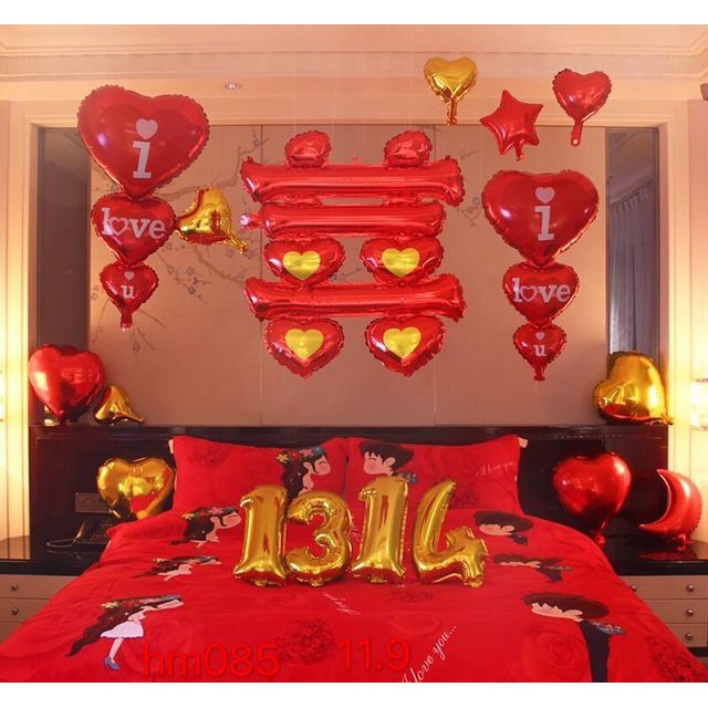 Balon Foil Huruf Happy Wedding Balon 1Set Banner Backdrop I Love You 1314 Dekorasi Pesta flower Acar