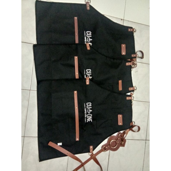 celemek barista apron cowok cewek cafe keren anti air logo keren custom bordir premium