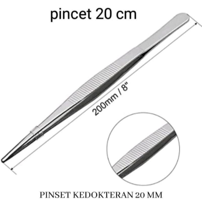 Pinset Stainless Steel Panjang 20 cm Lurus &amp; Bengkok