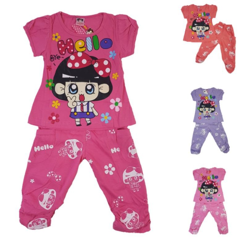 SETELAN ANAK BAJU ANAK 2-7 TAHUN MOTIF HELLO