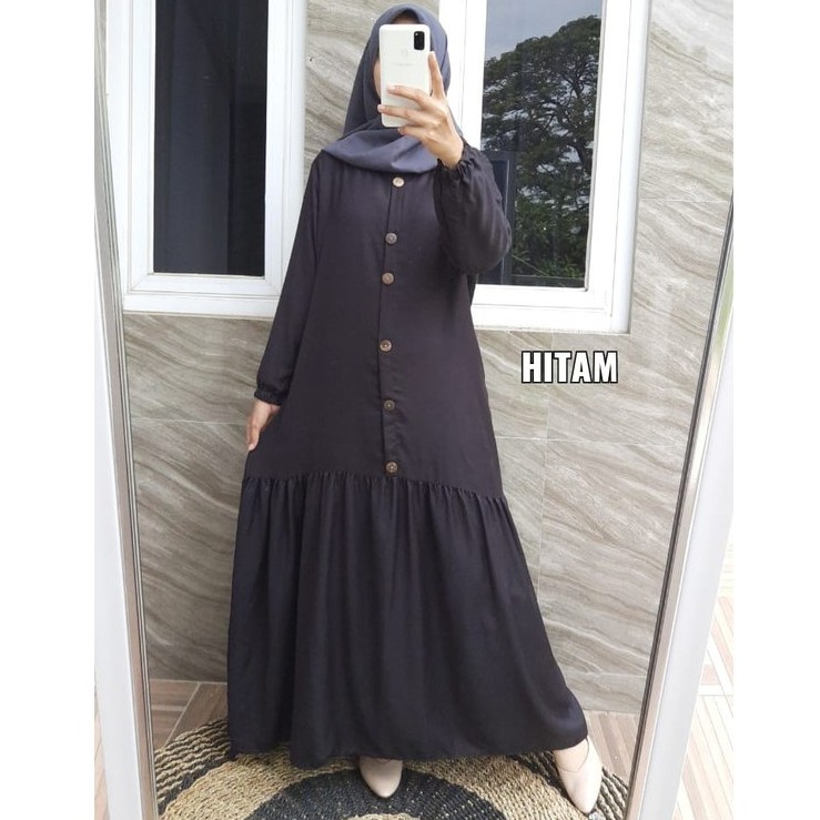 Gamis Rayon Twill  Polos Kancing / Gamis Kancing Susun