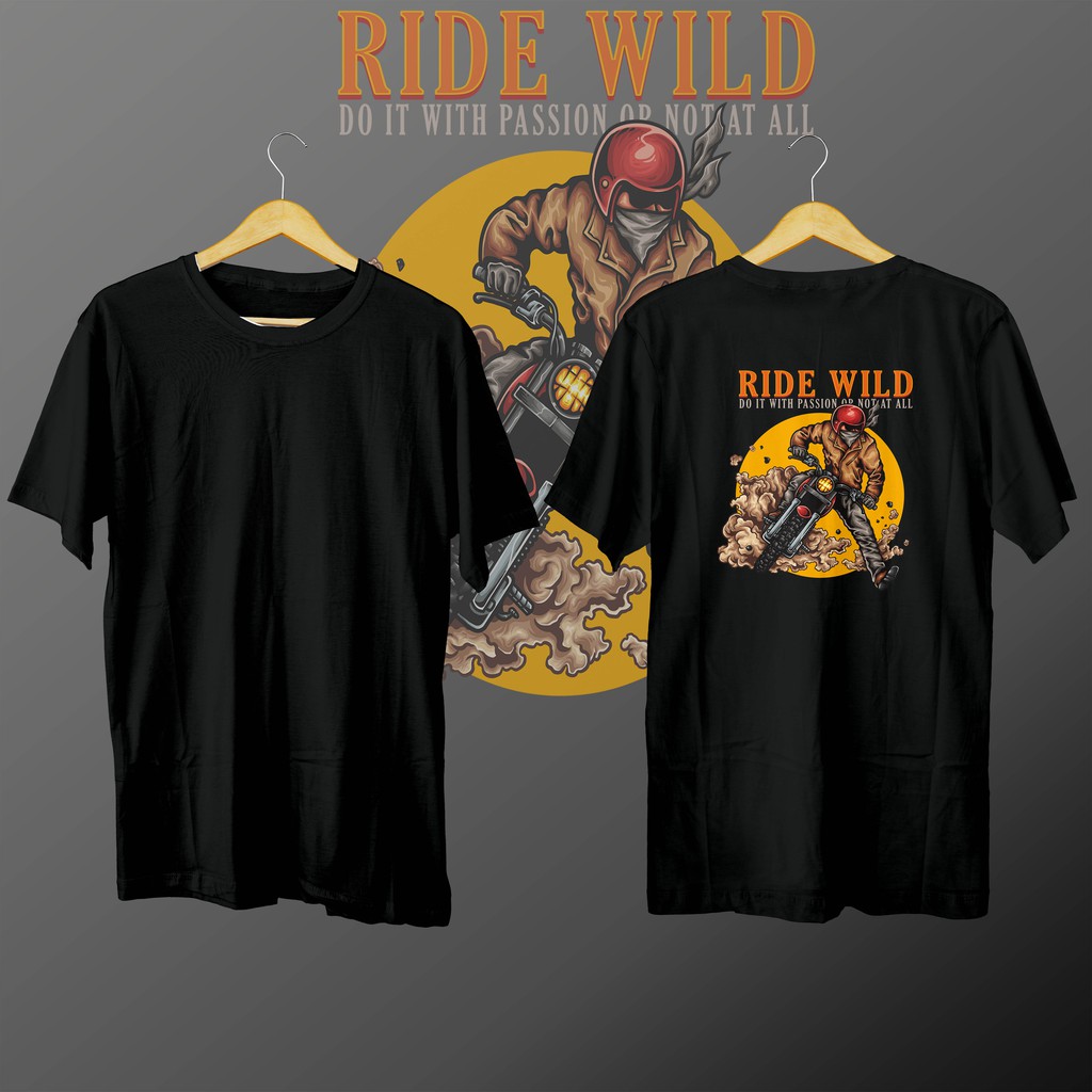 KAOS DISTRO DIGITAL PRINT RIDE WILD (gambar belakang)