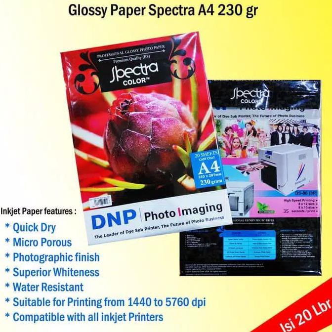 

100%Asli Spectra Paper 230 Gsm / Kertas Photo Glosy Premium 230 Grm Promo Kode 1325