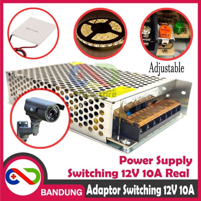 ADAPTOR 12V 10A POWER SUPPLY SWITCHING JARING PELTIER CCTV LED STRIP