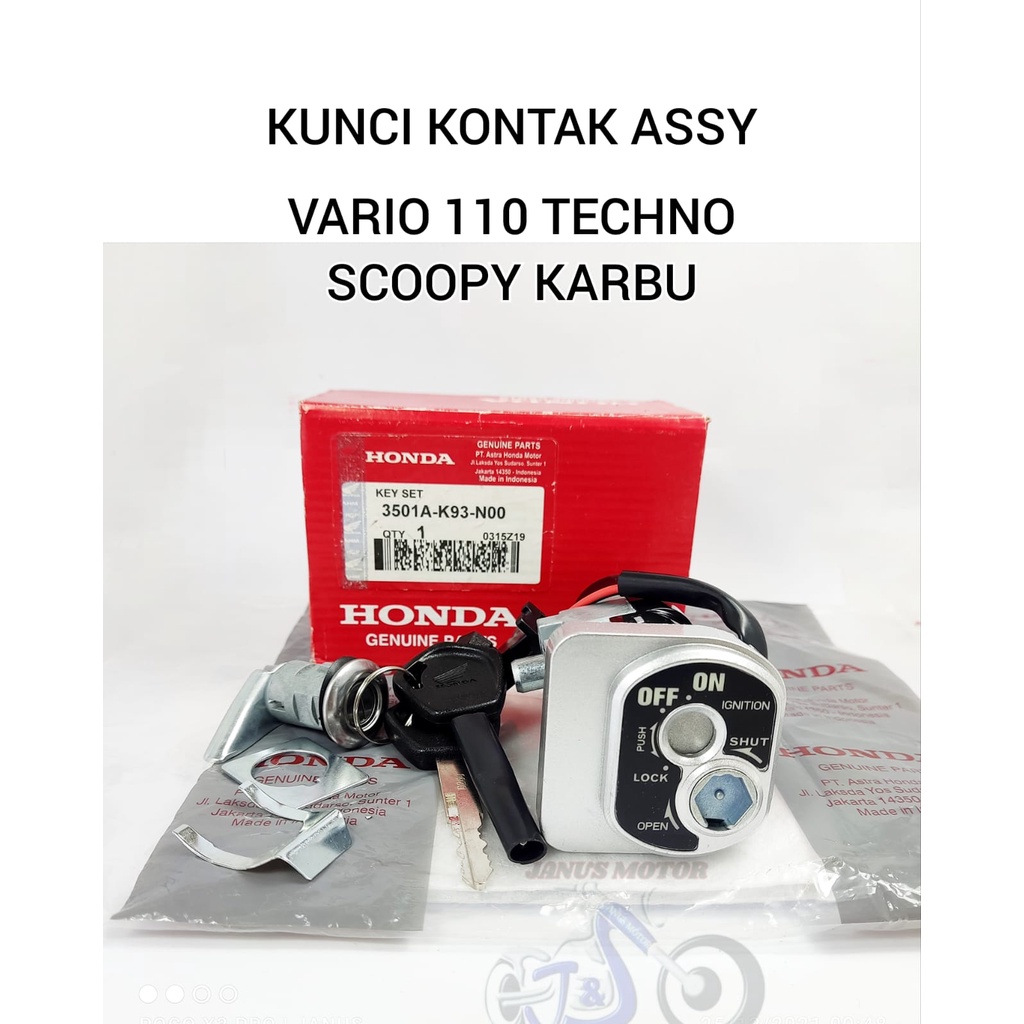 Kunci kontak set VARIO 110 TECHNO SCOOPY KARBU kualitas ORIGINAL orisinil pasti presisi dan awet ORI
