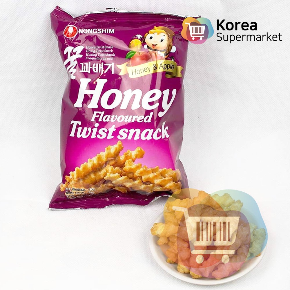 Nongshim Honey Twist Snack- Makanan Ringan Rasa Madu Dan Apel 75gr