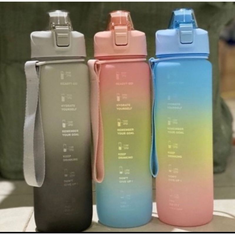 [COD] Botol Minum VIRAL Gradasi ORIGINAL TEBAL / Botol Gradasi Tritan Full Pastel 1.1L Free Packing Bubble Wrap