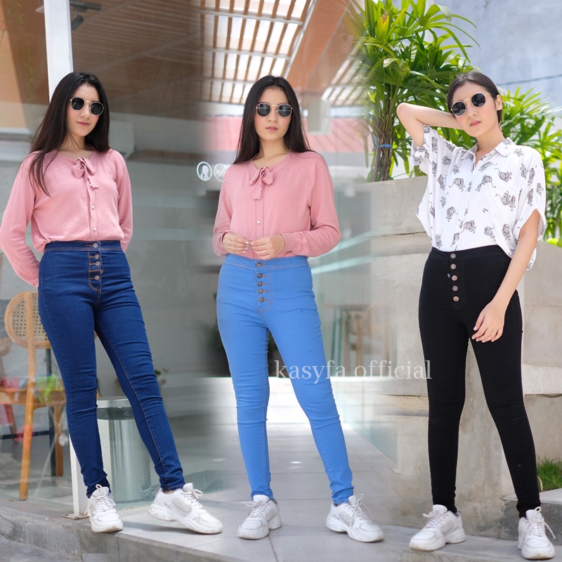 HIGHWAIST KANCING 5 // CELANA JEANS HIGH WAIST WANITA KANCING 5