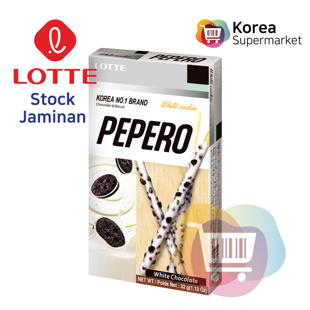 

Lotte White Cookie Pepero 32g/Biskuit Coklat Rasa Original Cookies Asli Korea