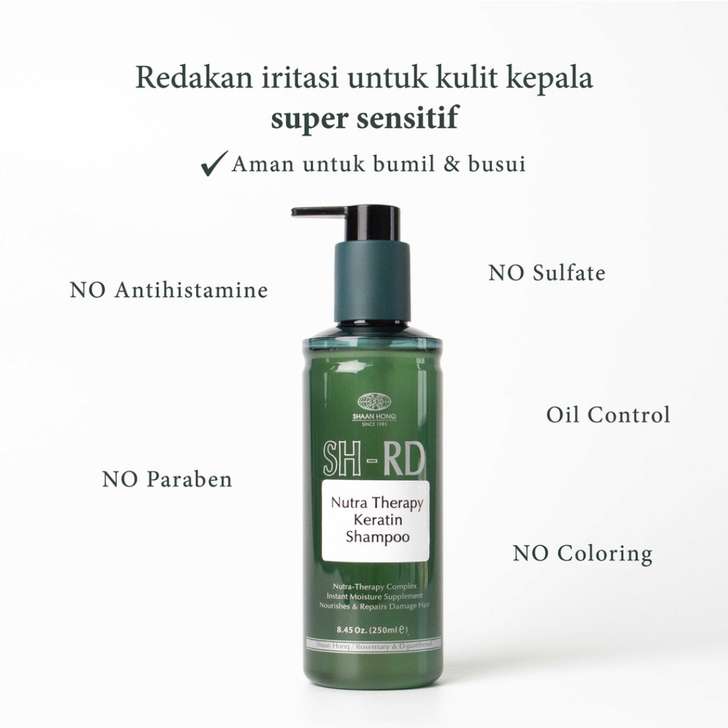 [ FREE GIFT ] SHRD Nutra Therapy Keratin SULFATE FREE Shampoo - Wangi, Anti Rontok &amp; Ketombe - Sampo Keratin Original BPOM 250ml