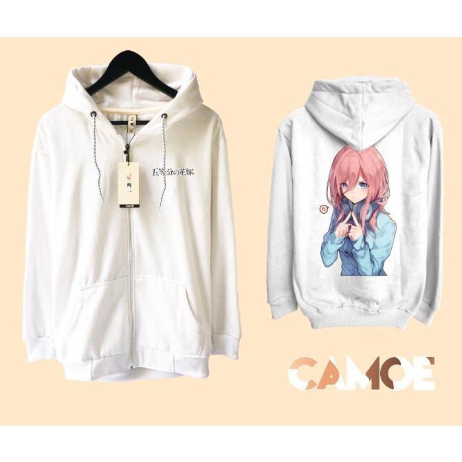 Jaket Hoodie Zipper Anime Go Toubun no hanayome Nakano Miku Shy