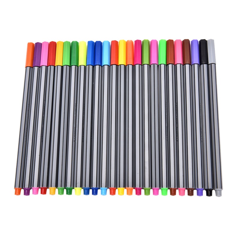 (LUCKID) 24pcs / Set Spidol Fineliner 0.4mm Untuk Menggambar