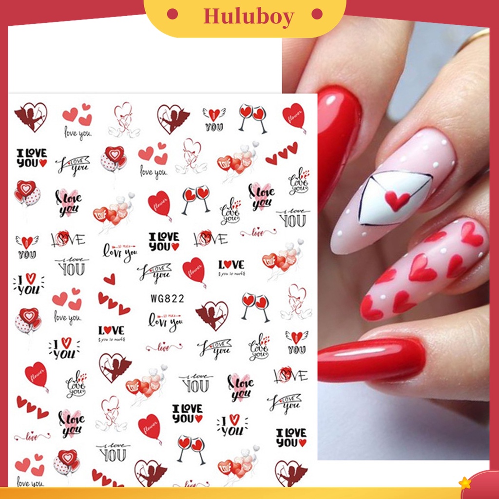 Huluboy Huluboy♡ Stiker Nail Art Efek 3D Ultra Tipis Untuk Wanita