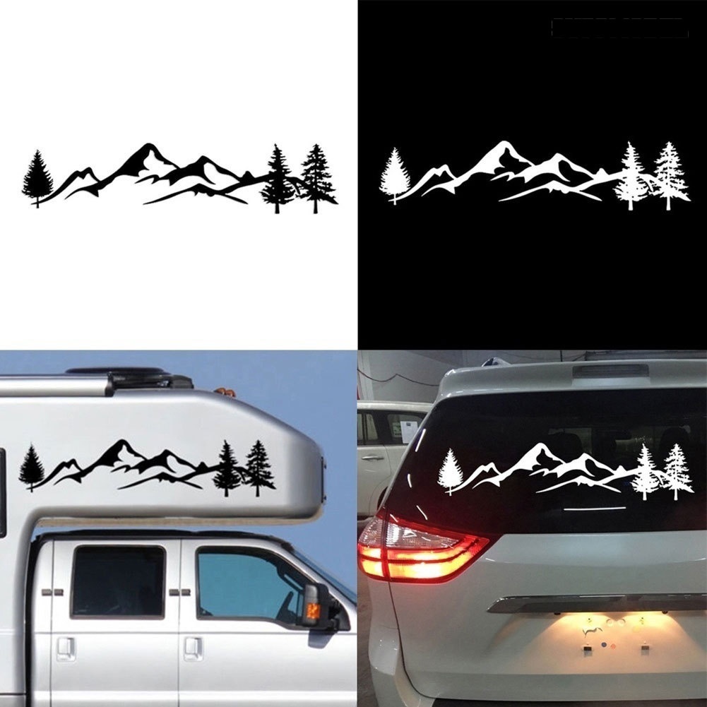 Stiker Reflektif Motif Gunung / Pohon Untuk Dekorasi Mobil SUV / RV / Camper