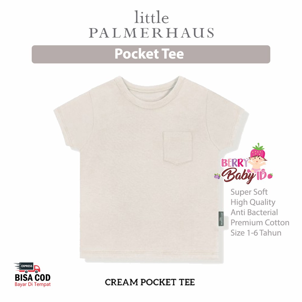 Little Palmerhaus Pocket Tee Baju Bayi Anak Perempuan 1-6 Tahun Premium Katun Berry Mart