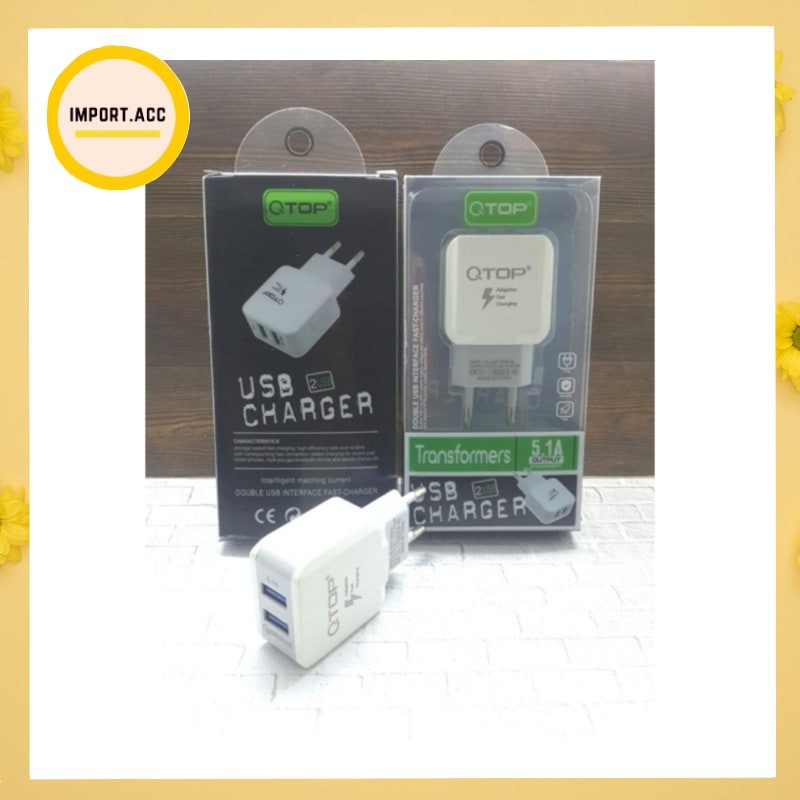 QTOP Charger Original 2Usb Fast Charger SERIES TRANSFORMER