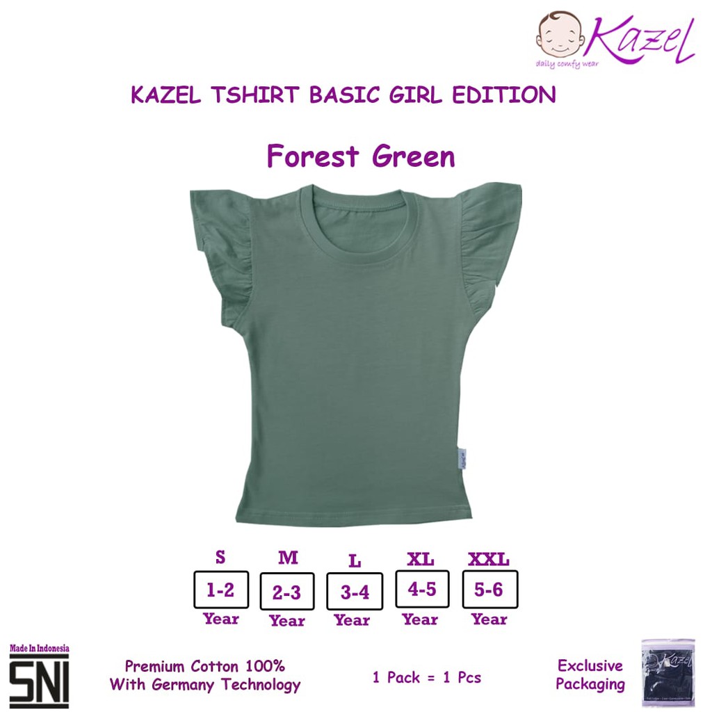 KAZEL TSHIRT BASIC GIRL KAOS ANAK MURAH BAJU ATASAN ANAK BAJU BAYI RUFFLE 0-5 Tahun