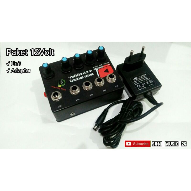 Mini mixer 4 Channel 2 Output 12v